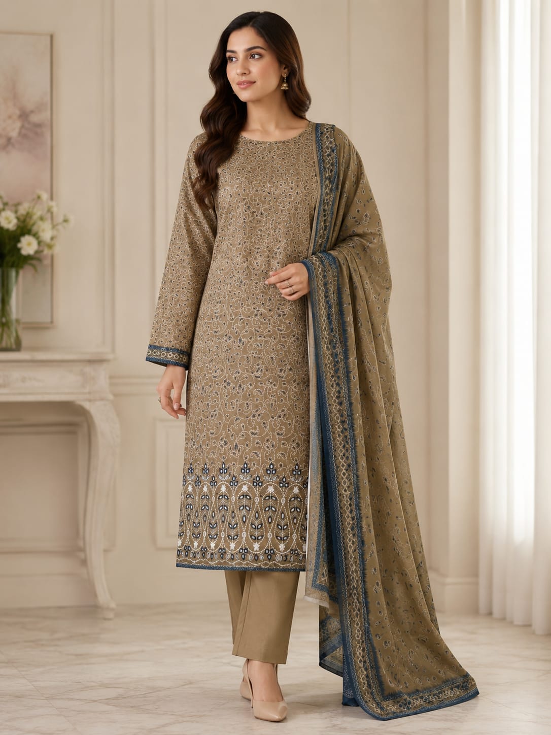 BAREEZE CHICKENKARI 3PC LAWN